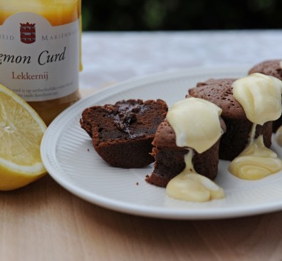 Moelleux au chocolat met lemon curd