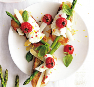 Bruschetta asperges en mozzarella